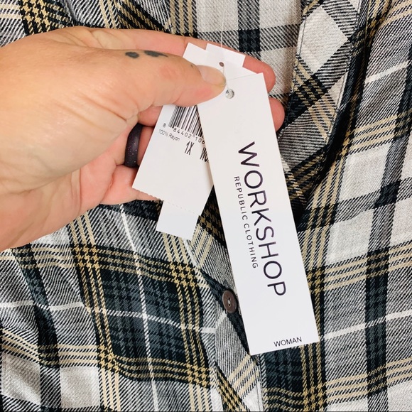 Workshop Plaid Long Sleeve Boyfriend Shirt Plus Size 1X NWT - Picture 9 of 9